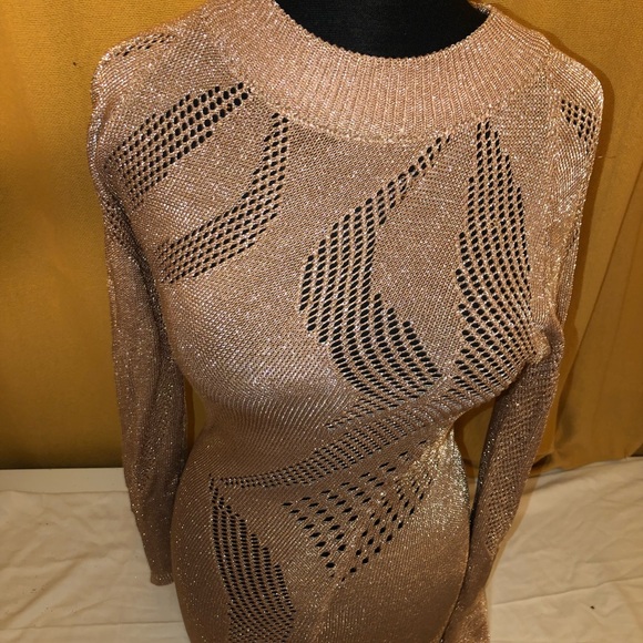 Knit Rose Gold Fitted Dress - Picture 3 of 4